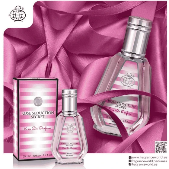 عطر ادوپرفیوم زنانه فراگرنس ورد مدل Rose Seduction Secret حجم ۵۰ میل