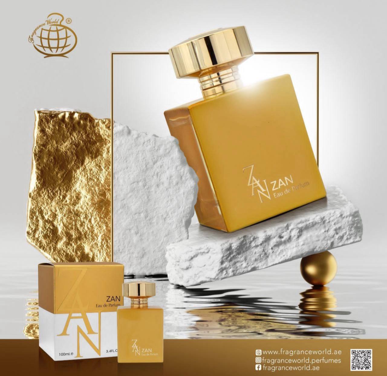 عطر ادوپرفیوم زنانه فراگرنس ورد مدل Zan حجم ۱۰۰ میل رایحه شیرین خنک